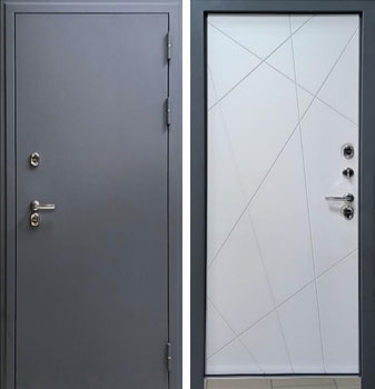 Входная металлическая дверь ТЕРМО Муар С166 Белый софт